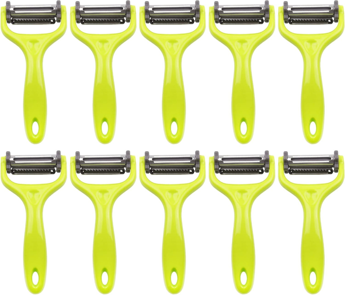 Y Shape 3-in-1 Serrated, Straight, Julienne Swiveled Multi-Blade Peeler - Green - 1 Peeler