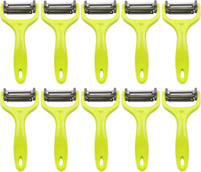 Y Shape 3-in-1 Serrated, Straight, Julienne Swiveled Multi-Blade Peeler - Green - 1 Peeler