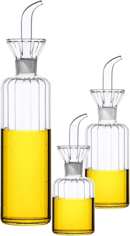 16 oz/480ml Non-Drip Olive Oil Dispenser Bottle 100% Glass Oil Carafe Decanter for Kitchen Oil & Vinegar Cruet for Cooking & BBQ