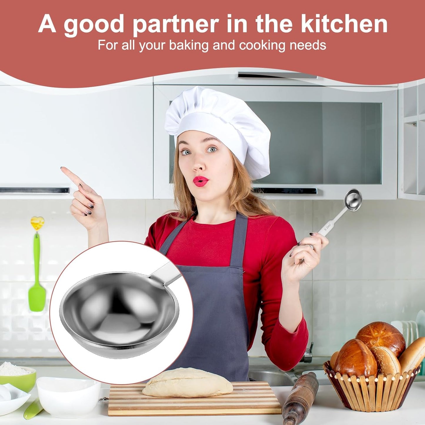 2 PCS Teaspoon Measuring Spoon Set Stainless Steel Single Tablespoon Measuring Spoon Metal Long Handle Measuring Spoons, Kitchen Gadgets for Cooking & Baking (1/3 tbsp | 5 ml |5 cc| 1/6 oz)
