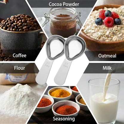 2PCS Coffee Scoop: 1 Tbsp (1/16 Cup / 0.5 Oz / 15Ml) Measuring Spoons Stainless Steel Rose Gold Set for Ground Coffee Protein Powder & Spices Short Handle Fits into Canisters