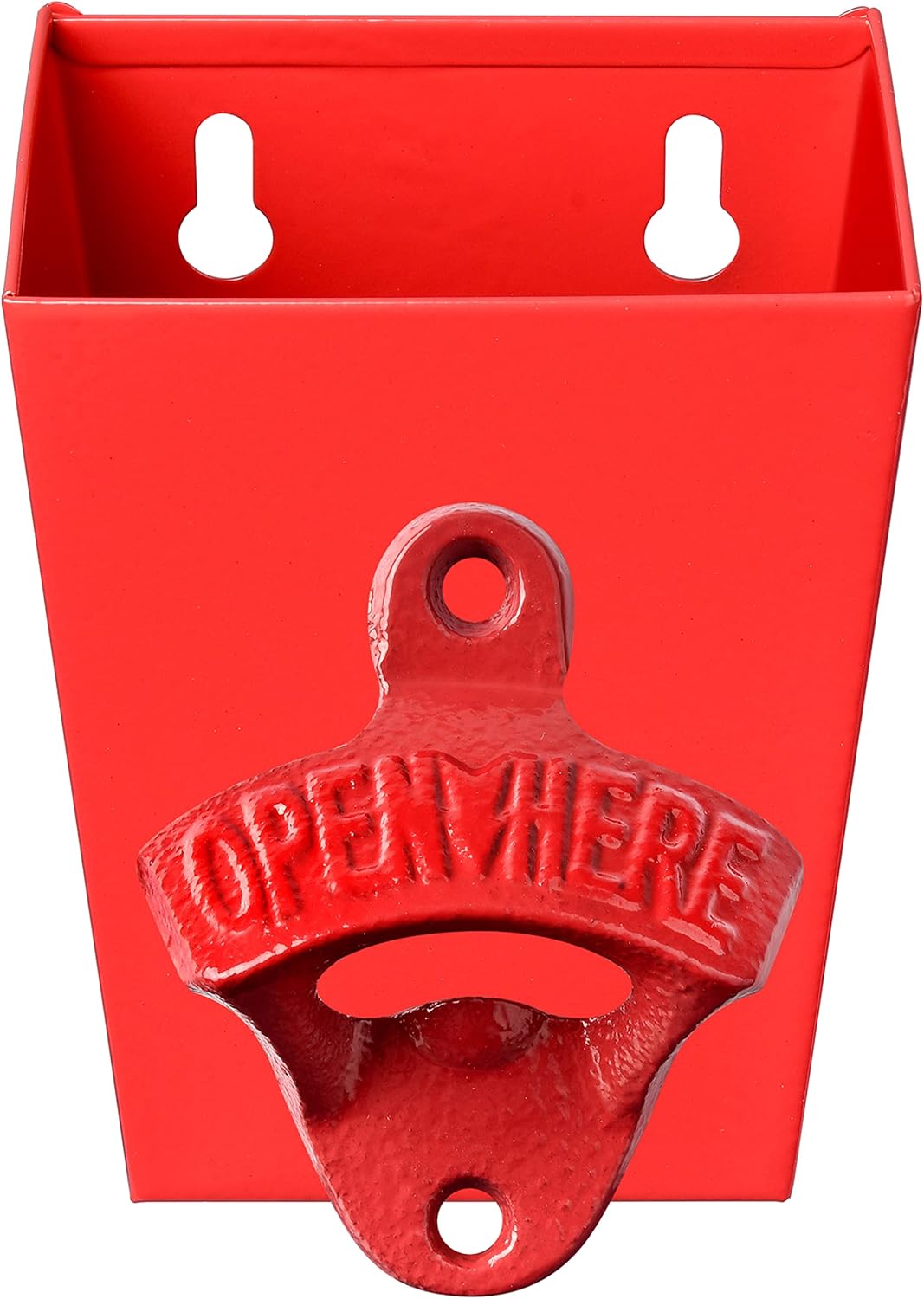 Satin Black Cast Iron Bottle Opener Wall Mounted with Bottle Cap Catcher Narrow