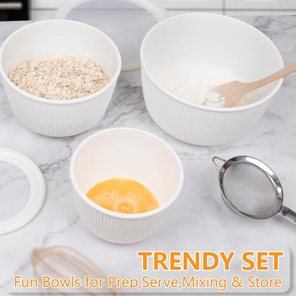 BoxedHome Mixing Bowls with Lids - 8 Piece Plastic Nesting Bowls Set includes 4 Prep Bowls and 4 Lids, Microwave and Dishwasher Safe, Green