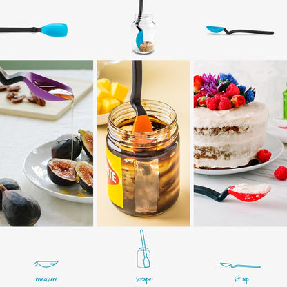 Dreamfarm Mini Supoon Non-Stick Sit-Up Silicone Scraping Cooking Spoon, Jar Scraper Measures 5ml Tsp - 8" Yellow