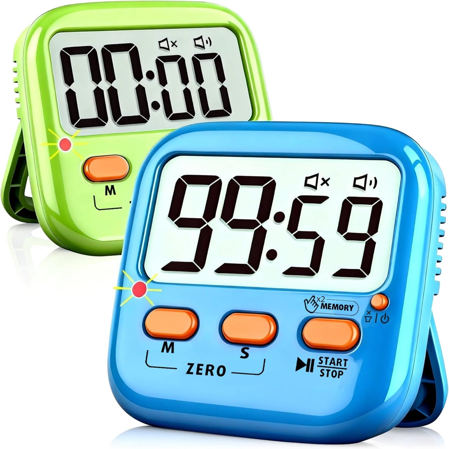 2 Pack Digital Timer for Kids, Magnetic Kitchen Timers for Cooking, Egg, Teachers, Classroom, Study, Exercise, Oven Baking - AAA Battery Included