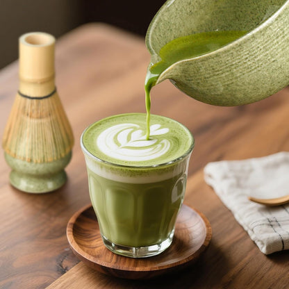 Matcha Whisk Set, Ceramic Bowl Matcha Kit & Handcrafted Bamboo Chasen, Complete 5 Pcs Matcha Set Whisk and Bowl, Stainless Steel Sifter, Bamboo Scoop & Holder for Matcha Lovers
