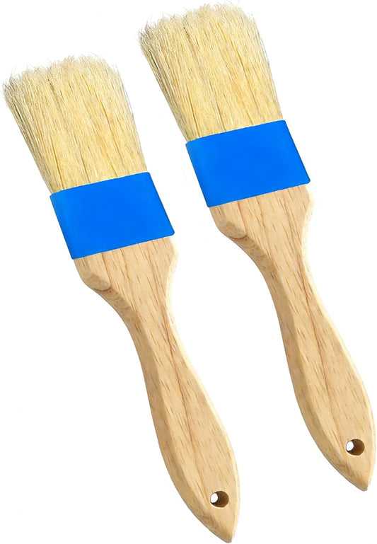 Pastry Brush,Basting Brush 2 in-Natural Boar Bristle Basting Brush for Cooking,Food Grade Brushes for Baking,Heat Resistant to Spread Oil,Sauce,Butter,Flour,Egg Wash Marinades for BBQ Barbecue(2 pc)