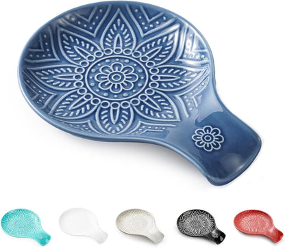 Ceramic Spoon Rest, 7.48 Inches Spoon Holder for Kitchen Counter, Kitchen Accessories, Dishwasher Safe, White