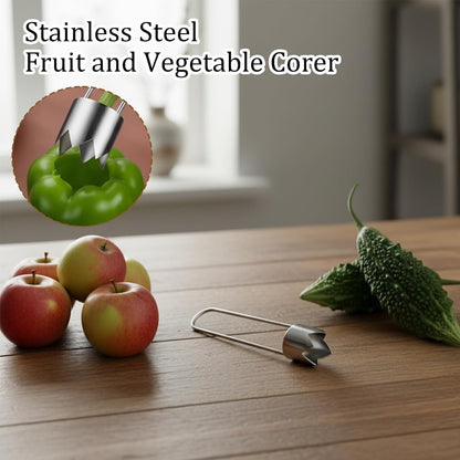 3PCS Red Bell Pepper Seed Corer-Multifunctional Fruit And Vegetable Core Remover,Kitchen Gadgets for Pepper, Pineapple, Pear (silvery)