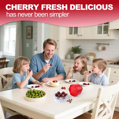 Cherry Pitter Tool 7-in-1 - Quick Clean Hands-Free Cherry Seed Remover for Baking & Canning, Dishwasher Safe Kitchen Tool for Home Cooks and Busy Moms (C)