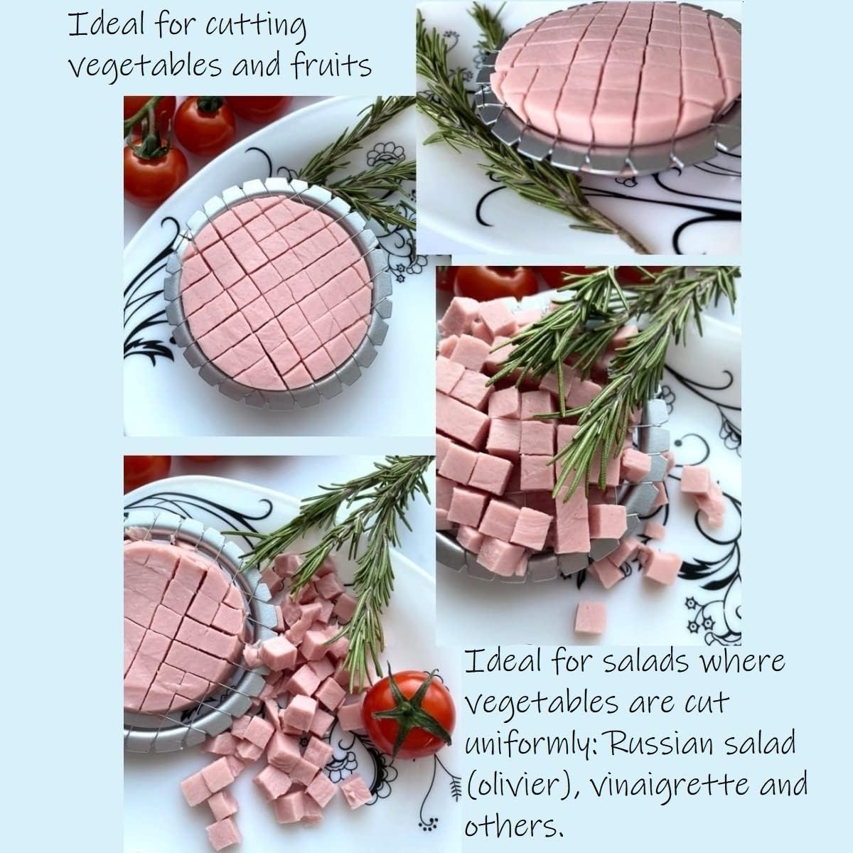 2 PCS Egg Chopper Hard Boiled Egg Slicers Fruit Salads Cutter Potato Cutter Egg Choper Hard Boiled Egg Slicers Fruit Cube - 2 PCS grid 0.3 inch