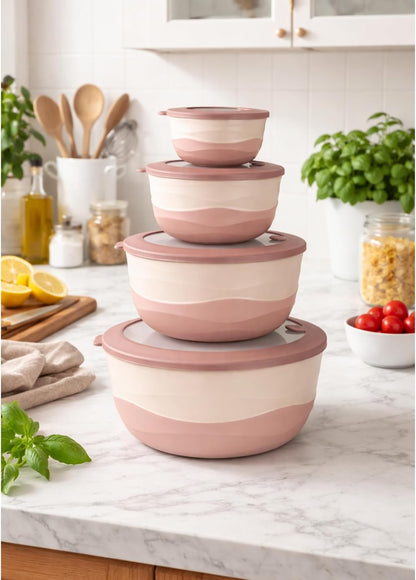 Pera Mixing Bowls with Lids Set, 8 Piece (4 Bowls + 4 Airtight Lids), BPA Free Nesting Kitchen Bowl Set for Mixing & Food Storage, Microwave & Dishwasher Safe (Green)