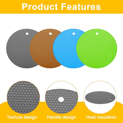 uxcell 4pcs Silicone Jar Opener Pads, 17.5cm/7" Texture Can Opener Multipurpose Round Bottle Lid Opener Non-Slip Coasters for Weak Hands Seniors Children, Black