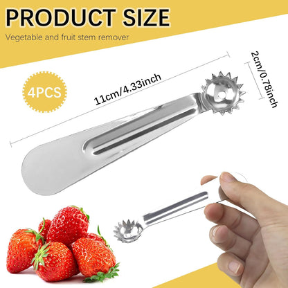 4 Pcs Tomato Corer Tool Strawberry Corer Tool Stainless Steel Strawberry Huller Tool Fruit Vegetable Baller Practical Kitchen Tool