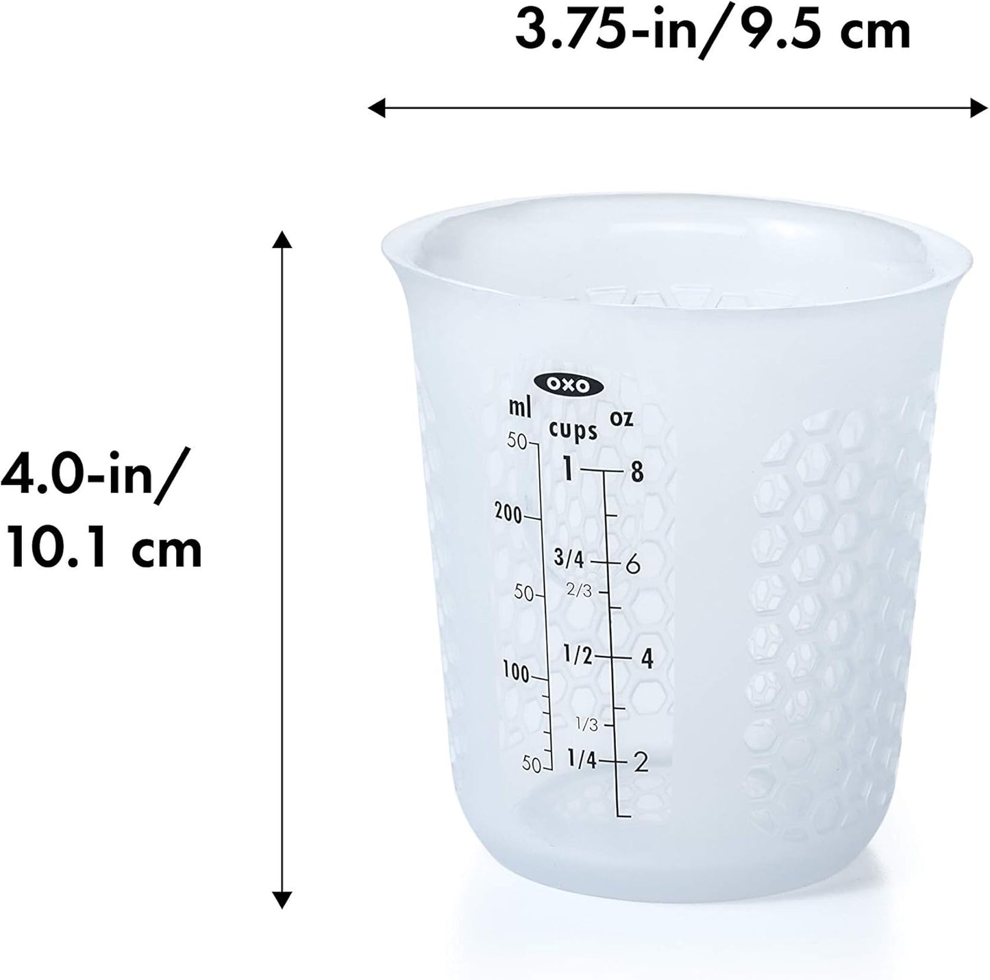 OXO Good Grips 4-Cup Squeeze & Pour Silicone Measuring Cup with Stay-Cool Pattern