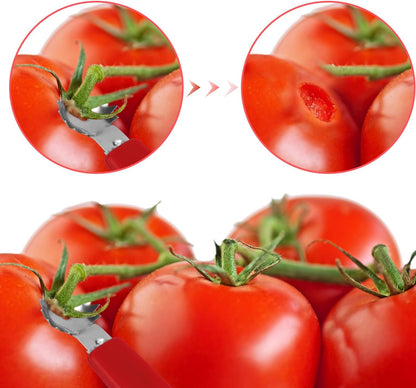 4pcs Stainless Steel Fruit Corer Tool, Tomato Strawberry Huller Vegetable Stem Remover Kitchen Gadget for Easy Fruit Balling (White)