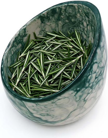 Green Glazed Pottery Herb Stripper Bowl - Handmade Ceramic Kitchen Tool with Four Sizes Holes for Parsley, Rosemary, Mint, Basil, Cooking & Meal Prep Also as Serving Bowl