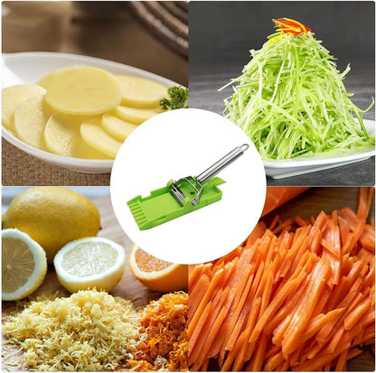 Multi Double Knife Peeler, Multi Peeler Double Blade, Multi Double Knife Peeler with Grating Plate, Julienne Strips for Potato, Orange, Lemon, Fruit, and Vegetable, Vegetable Peeler