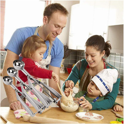 Ice Cream Scoop Set, Steel Ice Cream Scoop, Cookie Dough Metal Cupcake spoons Include Large-Medium-Small Sizes Balls for Ice Cream, Cupcake, Muffin (3 PCS)