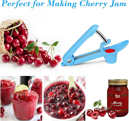 Cherry Pitter Tool, Heavy-Duty Cherry Seed Core Remover, Cherry Pitter Remover Tool with Space-Saving Lock Design, Pit Remover for Cherries (Green)