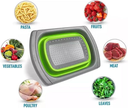 Colander collapsible,Collapsible strainer,Colander Strainer Over, Vegetables & Fruits – Over The Sink Strainer,Strainers (6 Quart) with Extendable Handles,Kitchen Essentials (green)