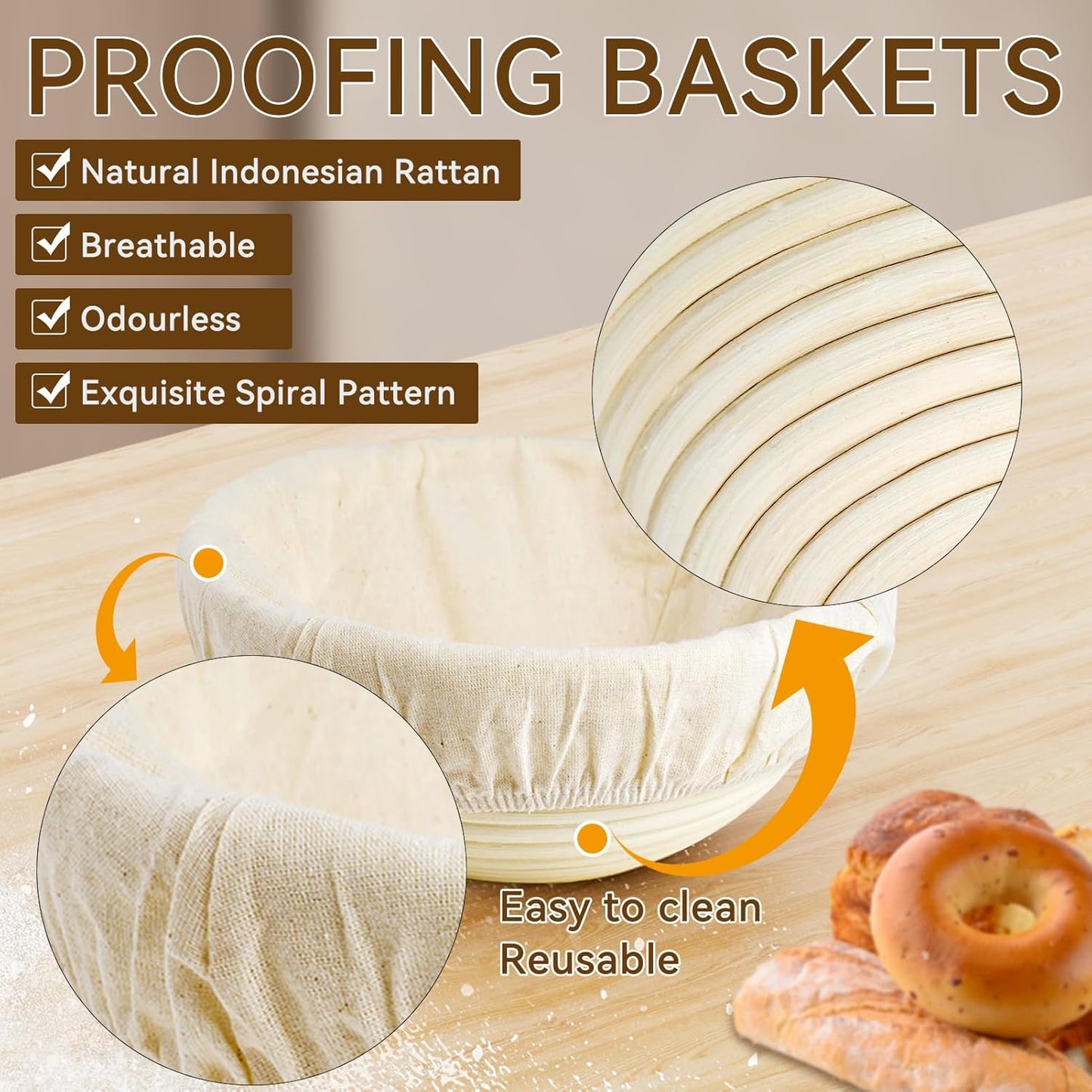 Sourdough Starter Kit - Banneton Proofing Basket 9 Inch Round & 10 Oval, Complete Sourdough Bread Baking Supplies with Starter Jar, Bread Sling, Lame, Danish Dough Whisk, Bags