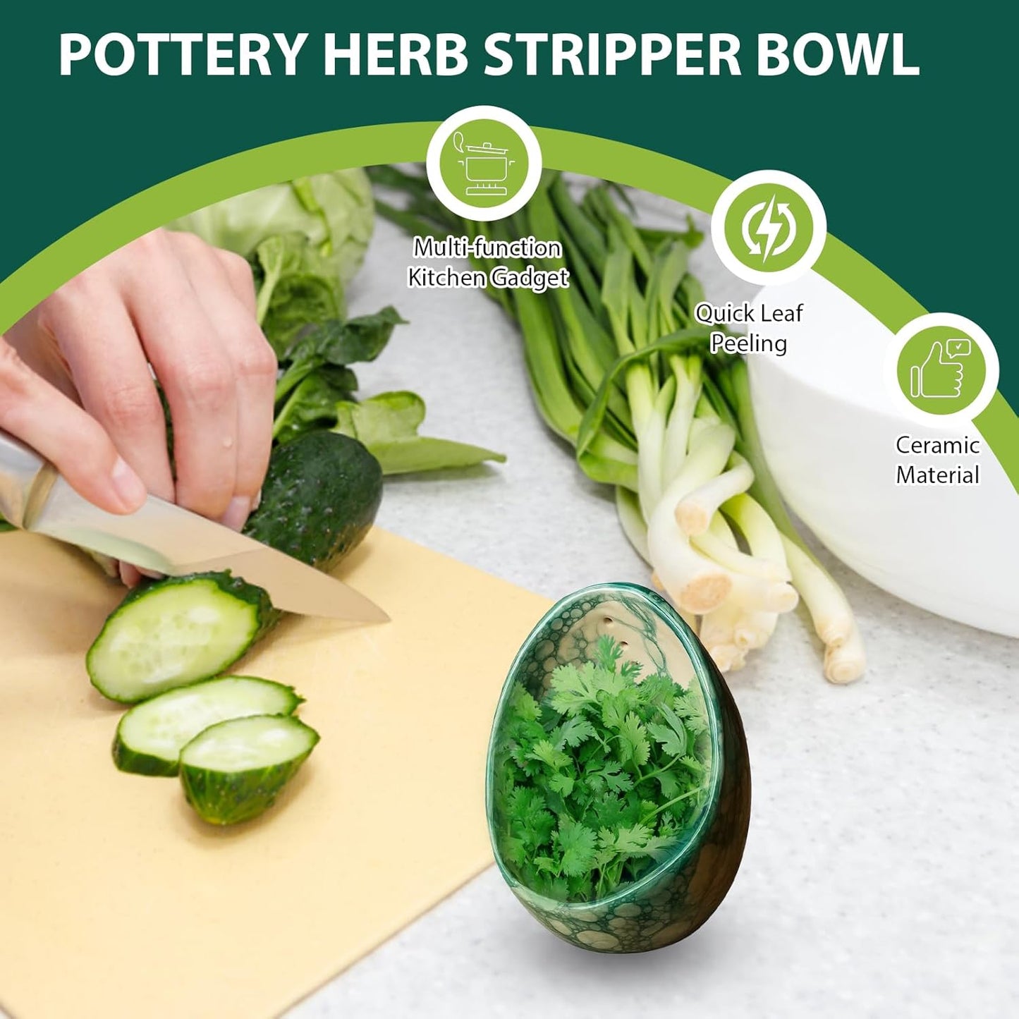 Herb Stripper Bowl, Pottery Herb Strippers for Efficient Herb Stripping, Handmade Ceramic Bowl for Kitchen Use