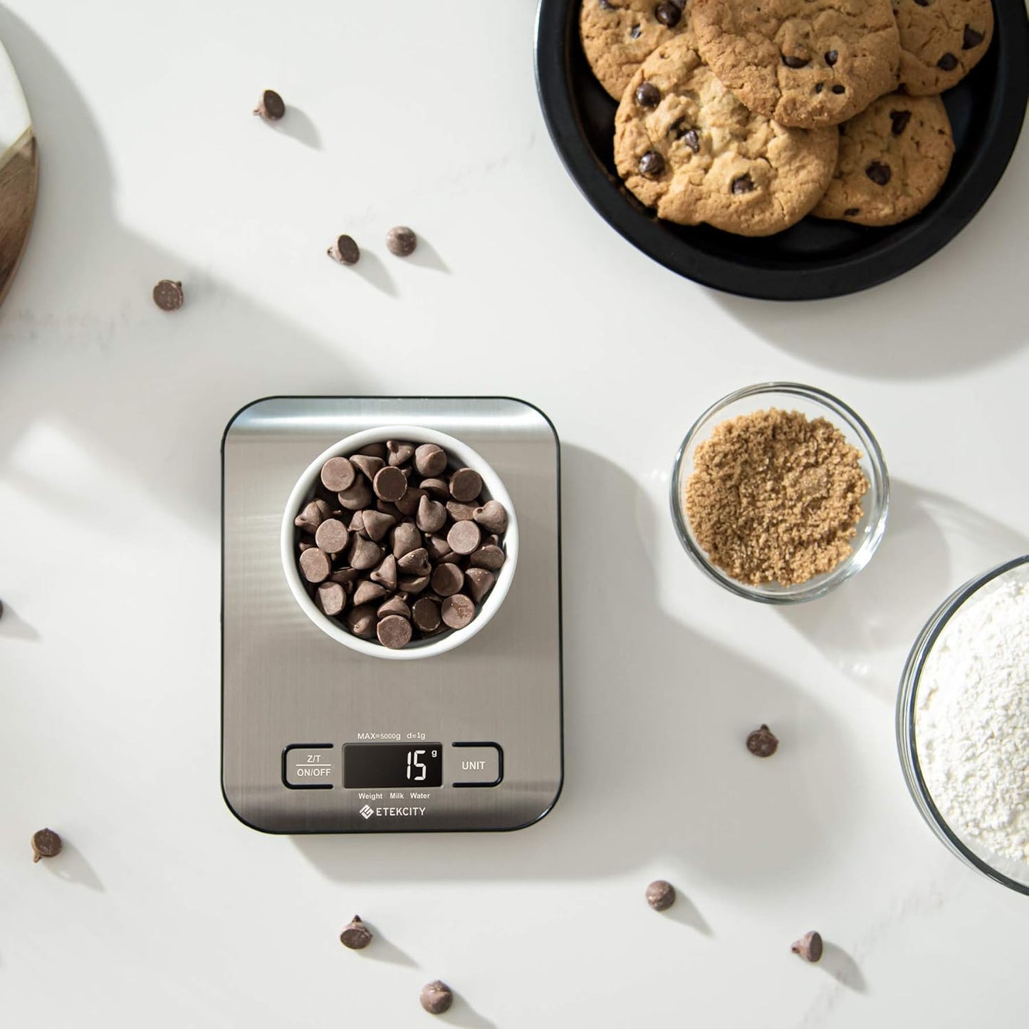 Etekcity Smart Food Kitchen Scale with Nutritional Calculator, Free App with 19 Nutrients Tracking, Calorie, Marco, Digital grams and ounces for weight loss, Premium Stainless Steel, 11lb
