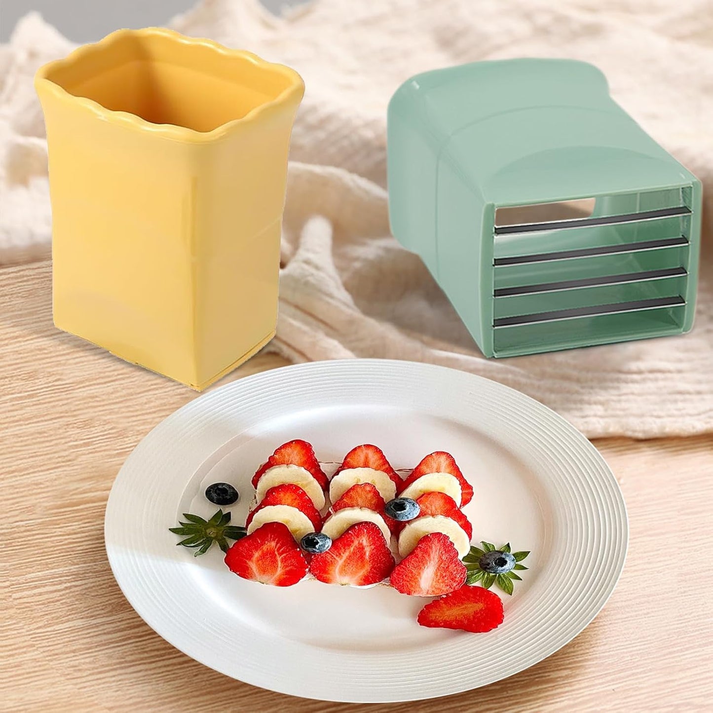 3PCS Fruit Slicer Cup: Strawberry Slicer, Speed Cutter for Banana Grape Egg Rapid & Safe Slicing Kitchen Gadget