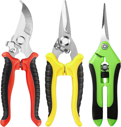 EWPJDK 3 Pack Garden Pruning Shears, Stainless Steel Shears, Gardening Shears, Scissors, Garden Clippers, Pruning Snips, Pruning Shears for Gardening Tools