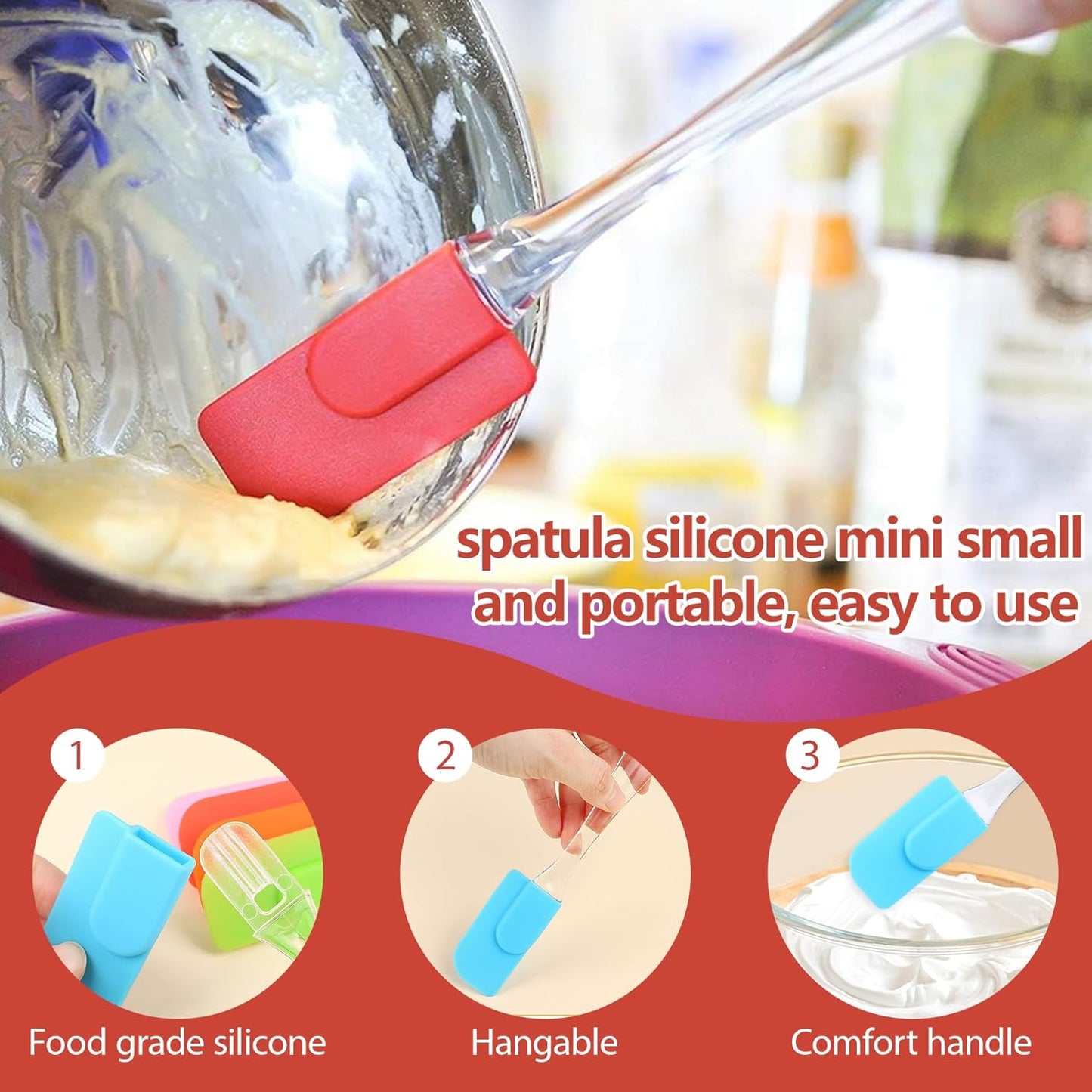 Mini Silicone Spatula Set 6 Pack – Heat-Resistant,Reusable & Non-Stick Spatulas for Baking,Cooking & Mixing – Dishwasher Safe,Multi-Color,Child-Safe Design Tnkcter
