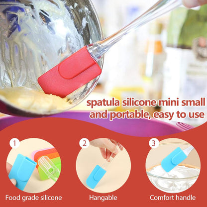 Mini Silicone Spatula Set 6 Pack – Heat-Resistant,Reusable & Non-Stick Spatulas for Baking,Cooking & Mixing – Dishwasher Safe,Multi-Color,Child-Safe Design Tnkcter