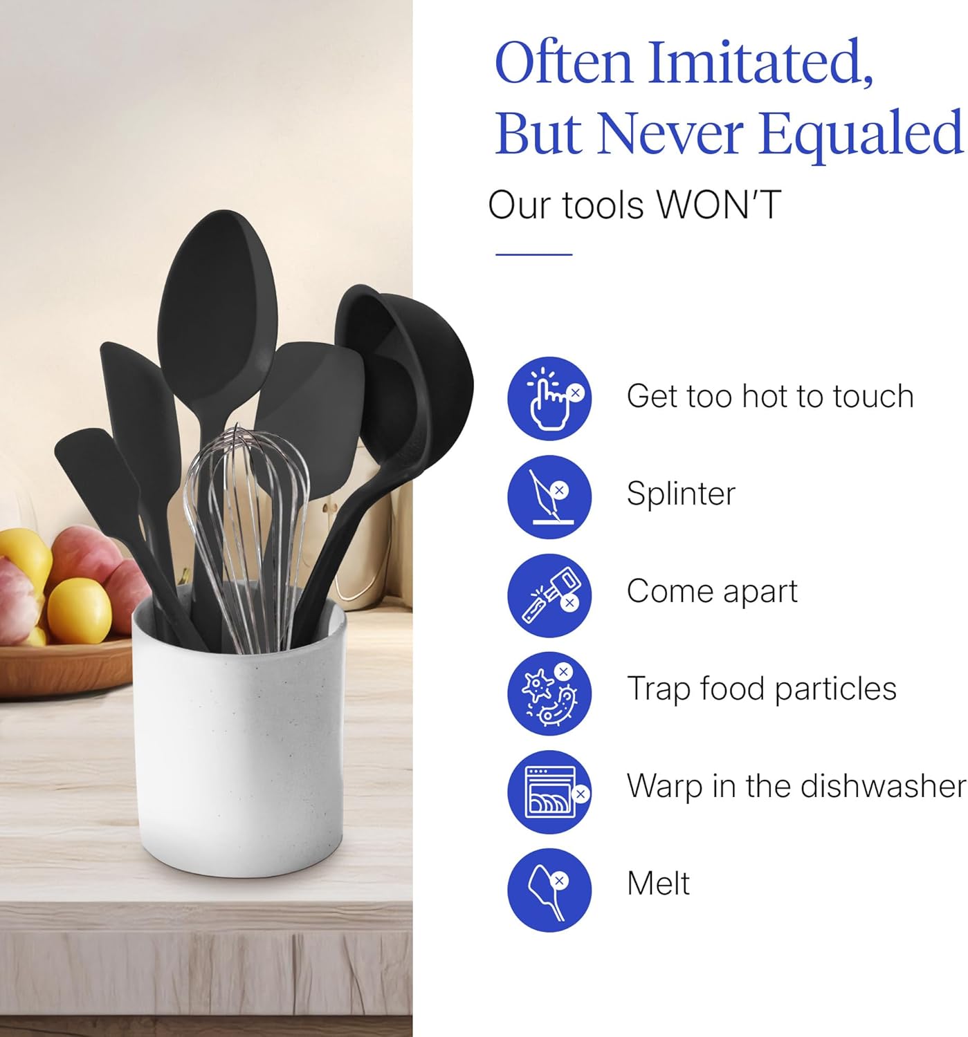 GIR: Get It Right 5-Piece Silicone Ultimate Kitchen Utensils Set - Ladle, Spatula, Flip, Spoon & Spoonula - Non-Toxic Cooking Utensils for Nonstick Cookware, Cooking and Baking - Black