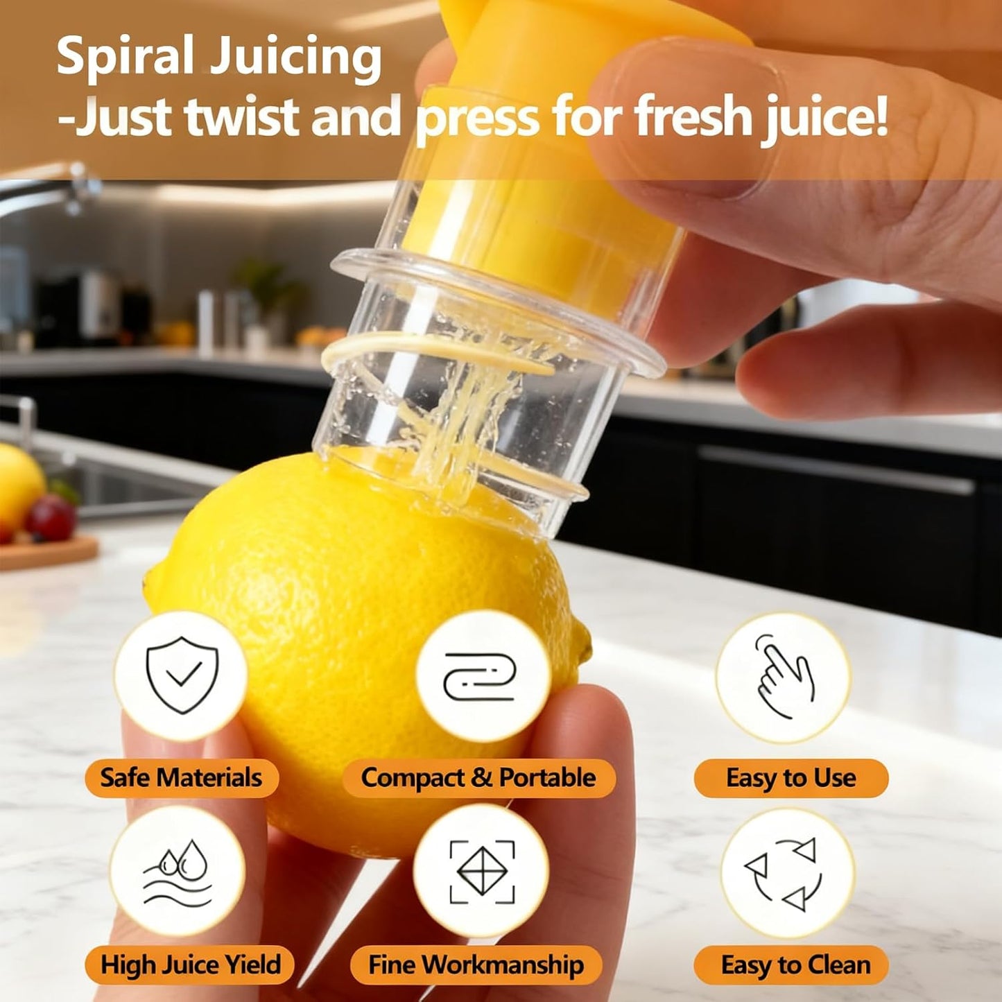 2 Pcs Lemon Squeezer Manual Lime Juice Extractor Clear with Lid Handheld Screw in Lemon Squeezer Citrus manual Juicer Portable Compact Juice Extractor for Citrus Fruits Cocktails Cooking