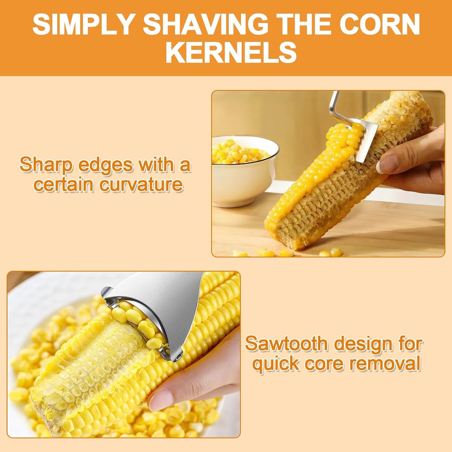 3 Pcs Corn Cob Peeler, Corn Stripper, Corn Holder, Corn Peeler with long handle Stainless Steel Corn Cob Stripper Tool, Efficient Design Perfect for Dining Enthusiasts