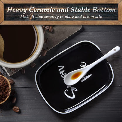 Ceramic Spoon Rest for Stove Top, Large Spoon Holder for Kitchen Counter, White Coffee Spoon Rest, Heat-Resistant Cooking Utensil Rest, Modern Farmhouse Kitchen Décor