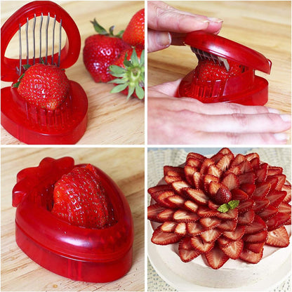 Joie Strawberry Huller and Slicer, Berry Preparation Set, Baking Tools, Red