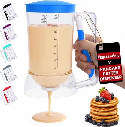 Eggssentials – Pancake Batter Dispenser, Batter dispenser with Squeeze Handle Mess-Free, Cupcakes, Waffles & More – Durable, Easy-Pour Pancake Dispenser Bottle for Smooth Baking