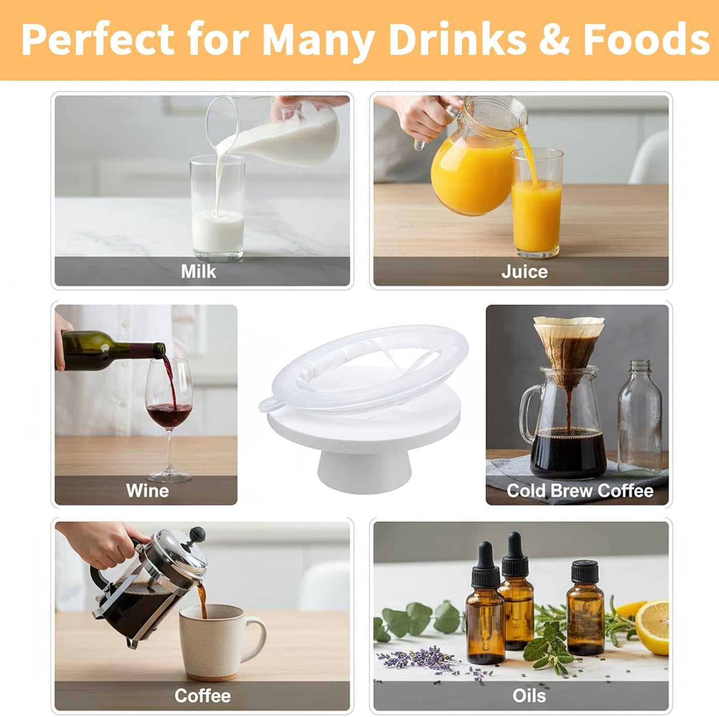 4Pcs 200 Mesh Strainer Filter, Strainers Fine Mesh Sieve, Nylon Food Strainer for Filtering Yogurt Juice Milk Honey Wine Soy Milk Coffee, Compatible with 5 Inch Kitchen Funnels