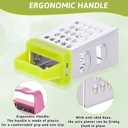 Ptwola 6 Pcs Mini Cheese Grater Professional Box Grater Stainless Steel Fine Coarse Handheld Slicer with 4 Sides Small Box Food Shredder Safe Zester for Kitchen Cheese Garlic Ginger Vegetable Potatoes