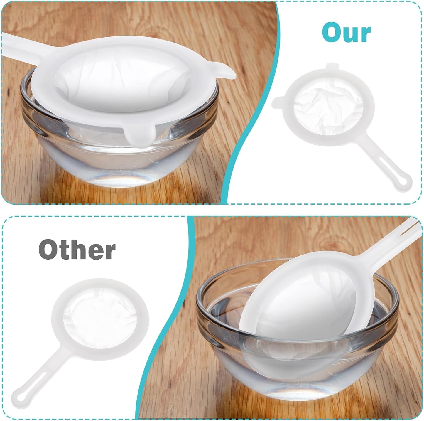 Ultra Fine Nylon Mesh Strainer, 80 Mesh Food Filter Sieve Colander with Plastic Handle for Kitchen Yogurt Juice Milk Honey