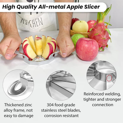 Apple Slicer and Corer, Upgraded Heavy Duty Apple Cutter Slicer with Stand, Cut Apples All The Way Through, Stainless Steel Blade Apple Cutter 8 Slices with Comfort Handle, Up to 3.5 IN Apples