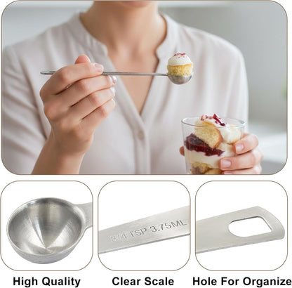 2Pcs 2/3 Tablespoon (2/3 Tbsp | 2 Tsp | 10 Ml | 10 Cc) Stainless Steel Measuring Spoons, 2 Teaspoon Metal Single Measuring Spoon for Measuring Coffee Powder, Grains and Loose Tea