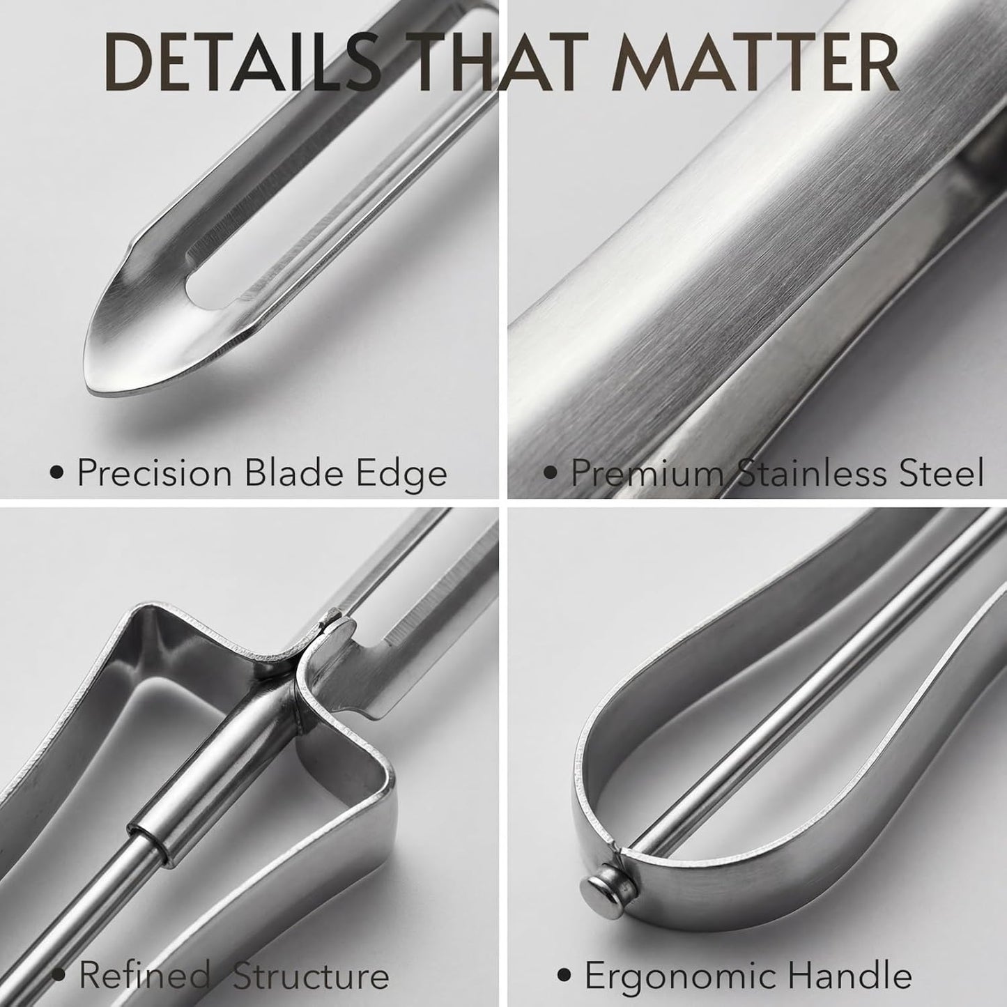 Stainless Steel Vegetable Peeler for Kitchen, Ergonomic Potato Peeler with Sharp Swivel Blade, Fruit Carrot Veggie, Dishwasher Safe Kitchen Peeling Tool for Easy Food Prep