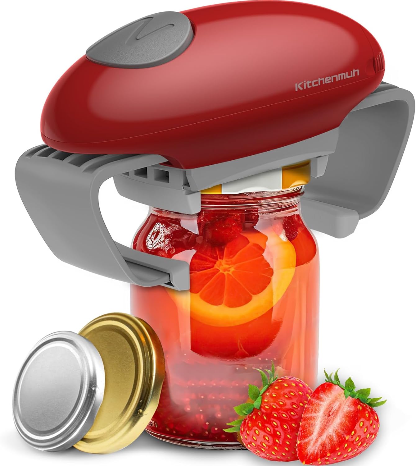 Higher Torque Electric Jar Opener for Seniors with Arthritis Fit Almost Jars Size, Strong Tough Automatic Jar Opener for Weak Hands, Hands Free Battery Operated Bottle Opener for Arthritic Hands White