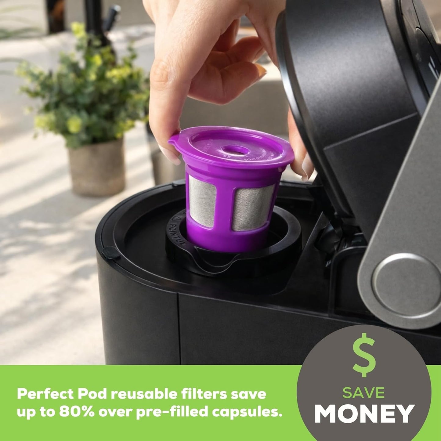 2-Item Bundle: 4-Pack Cafe Save 1-Stream Reusable K Cup Coffee Filters + EZ-Scoop 2 Tbsp Scoop with Integrated Funnel, Refillable Pod Capsule For Use with Keurig & Select Single Cup Coffee Maker