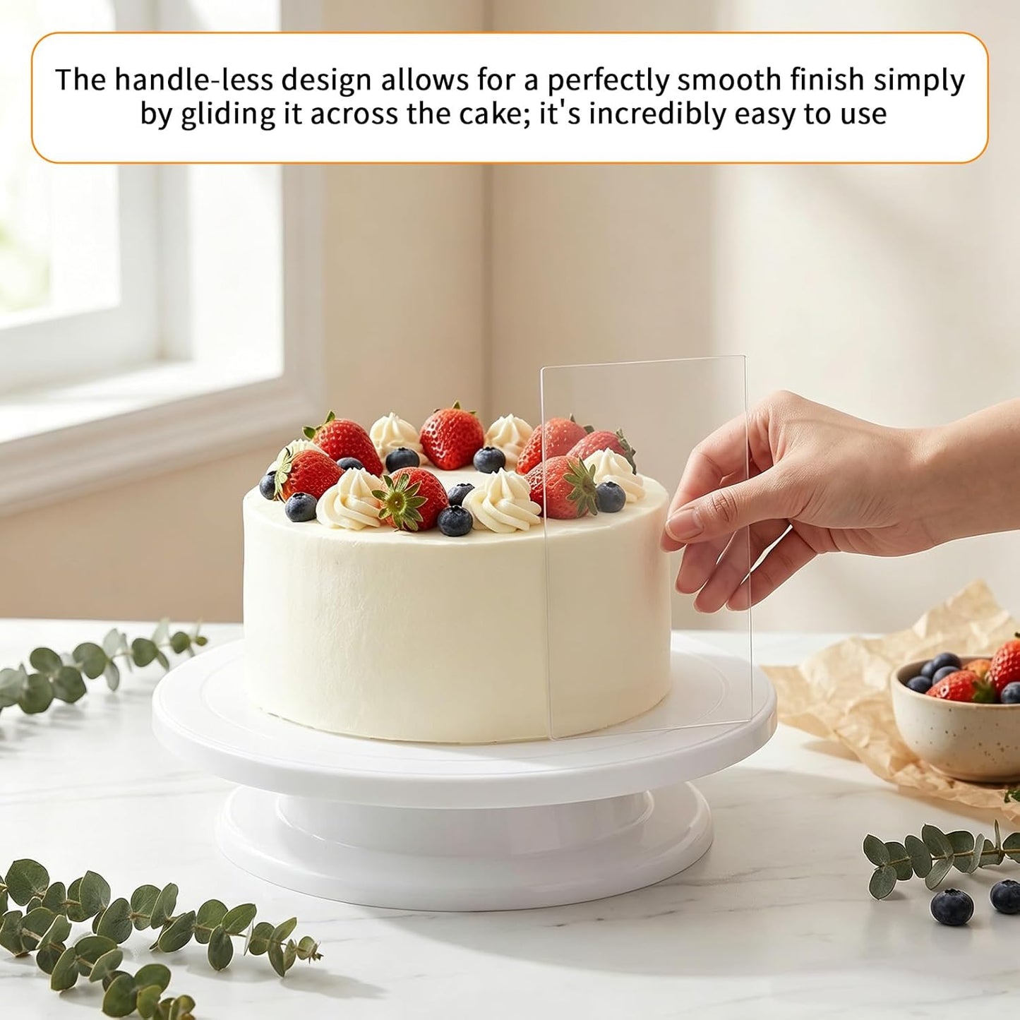 Acrylic Cake Scraper 8 Inch Clear Cake Scraper Smoother Large Smoother Acrylic Scrapers for Cream Frosting Pastry Cutter (With Protective Film)