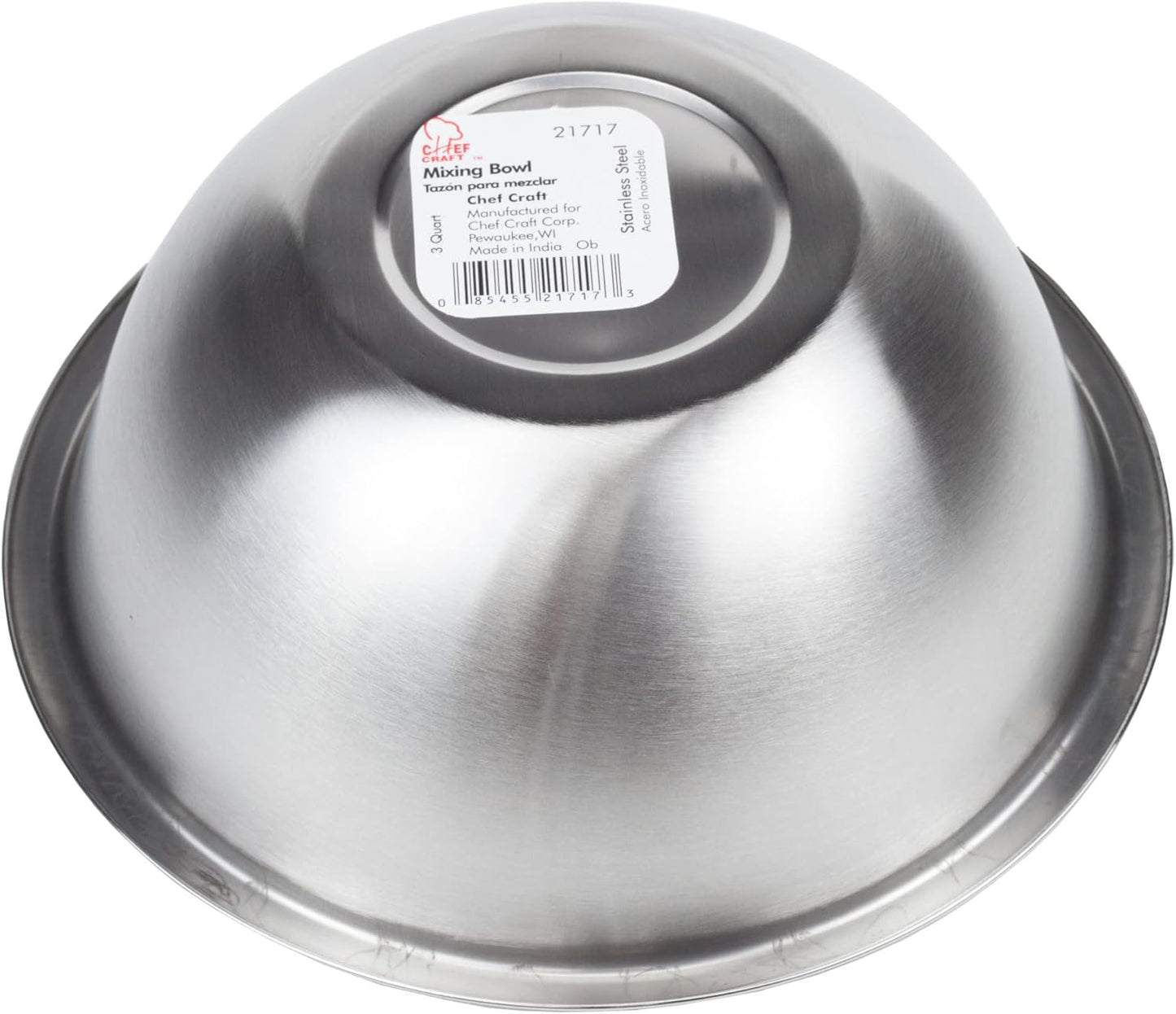 Chef Craft Brushed Mixing Bowl, 8-Quart, Stainless Steel