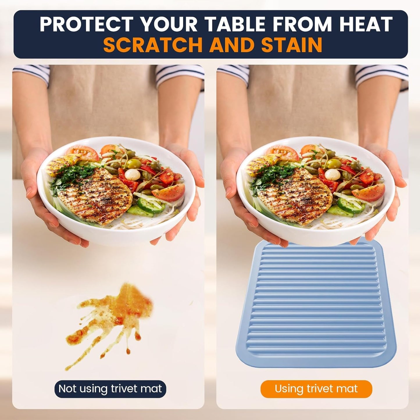 Silicone Trivet Mats 4 Heat Resistant Pot Holders Multipurpose Non-Slip Hot Pads for Kitchen Potholders, Drying mat, Jar Opener, Spoon Holder, Coaster.(Dark Grey)