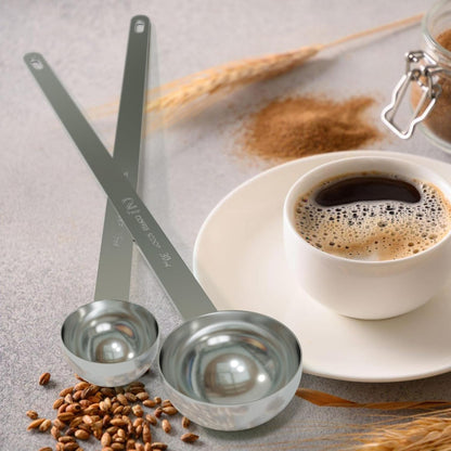 LEIFENY 2PCS Coffee Scoop Set (1tbsp, 2tbsp), Extra Long Handle Measuring Spoon, 15 ml and 30 ml Stainless Steel Coffee Scooper